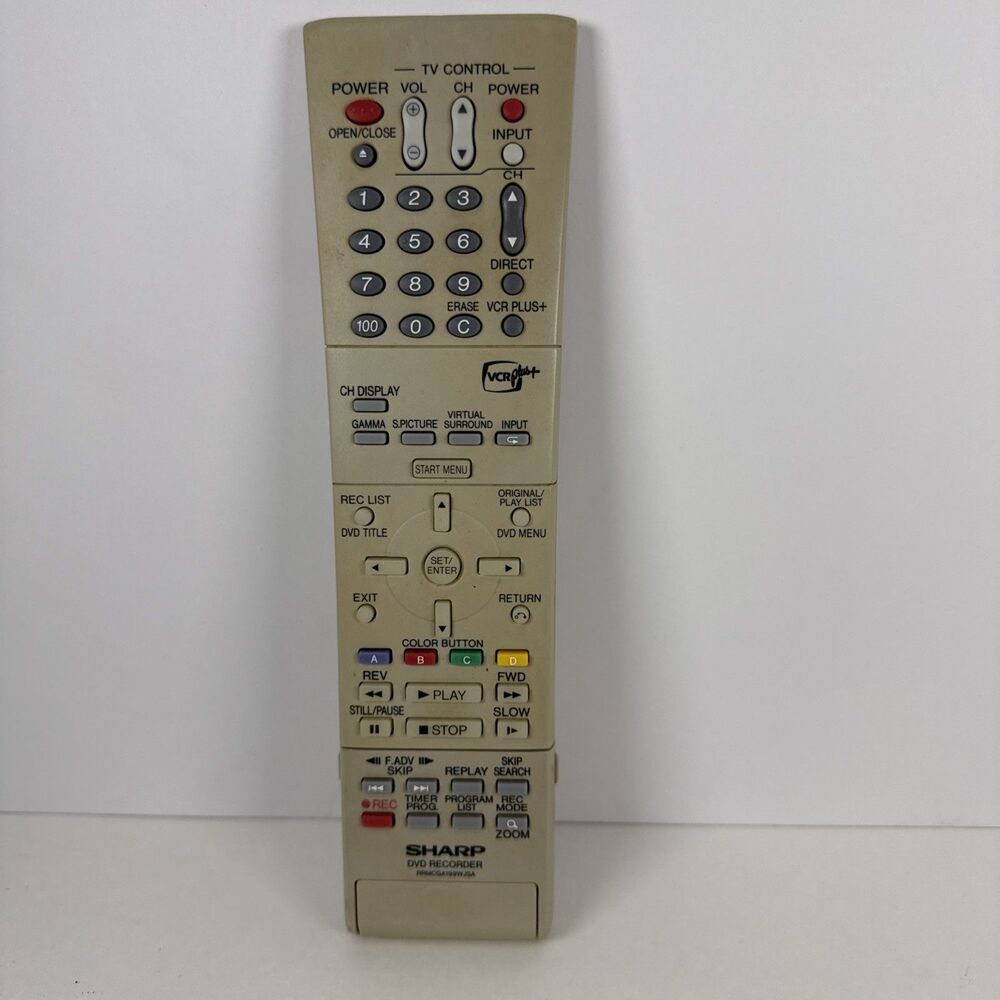 Sharp RRMCGA199WJSA DVD Recorder Remote, Gray - ORIGINAL